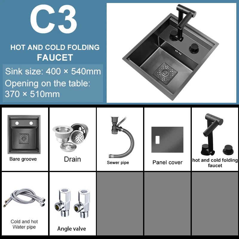 Hidden Sink Bar Sink Kit Folding Faucet Drain