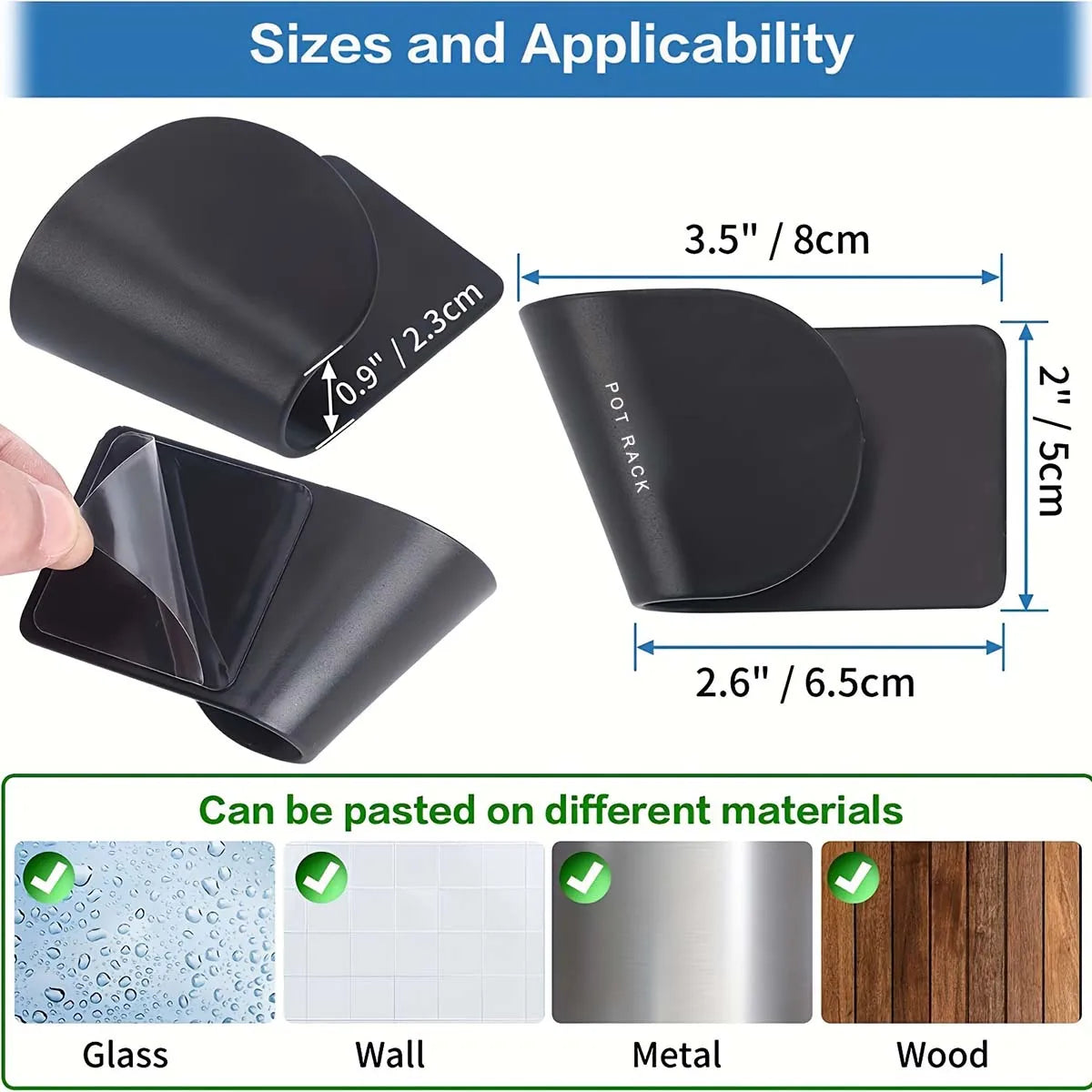 1/3/6pairs Pot Lid Holder Wall-Mounted Hanging Pan Pot
