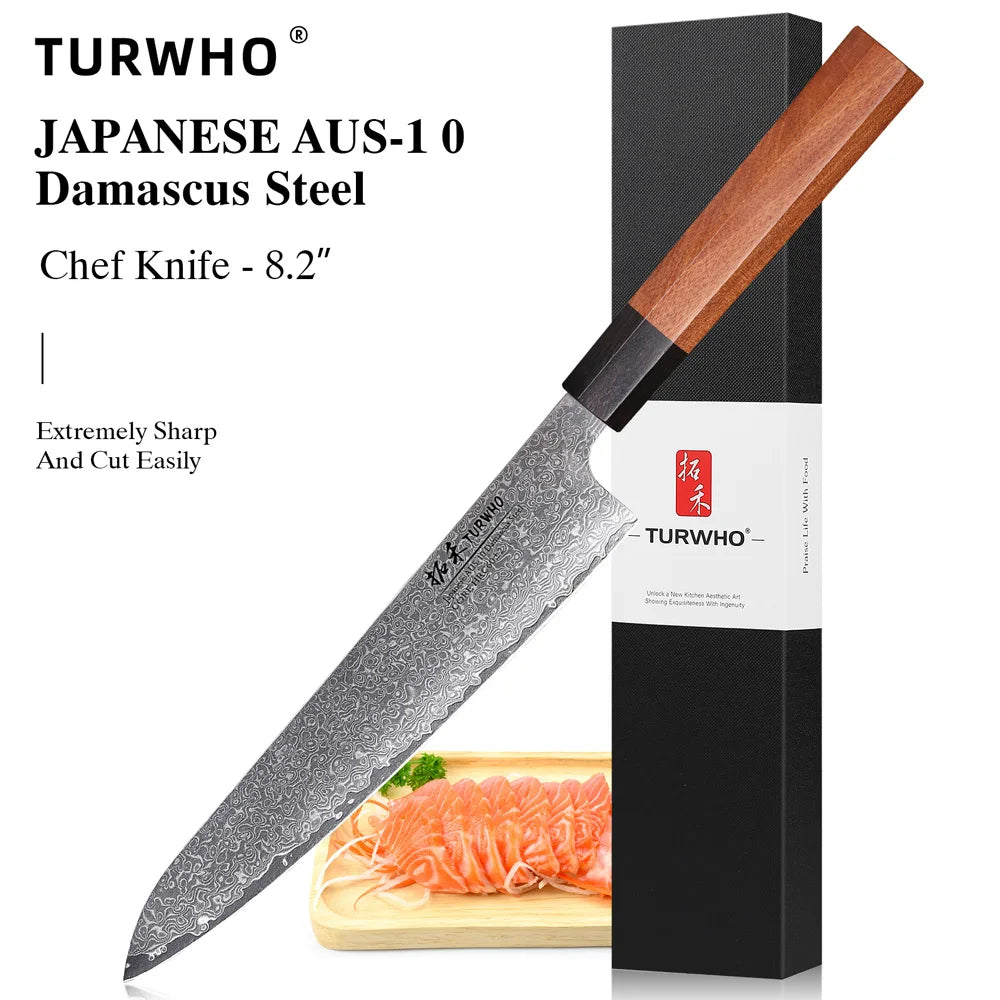 Turwho Hand Forged Japanese Chef Knife Damascus Steel