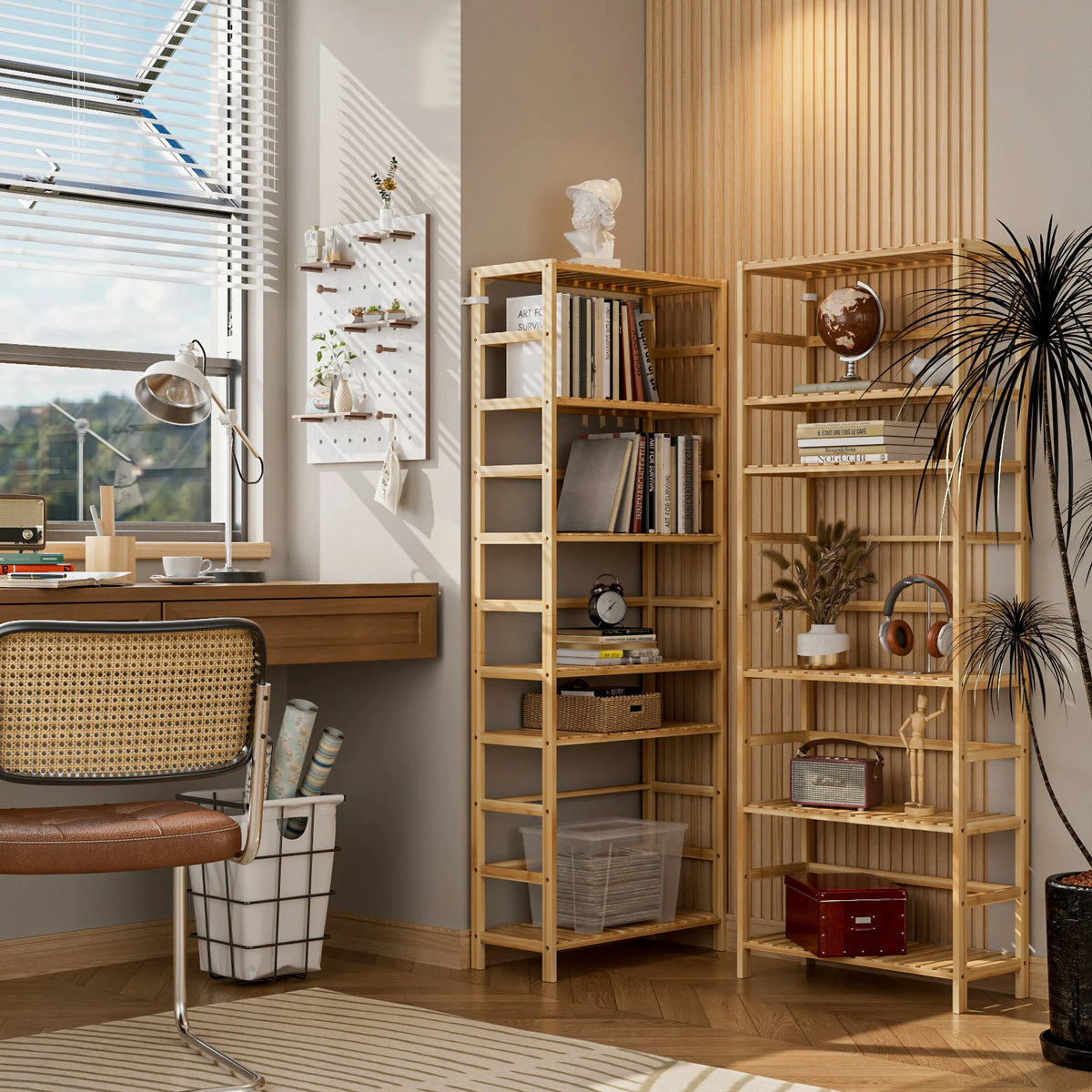 6-Tier Freestanding Bamboo Bookcase Storage Shelf Bathroom
