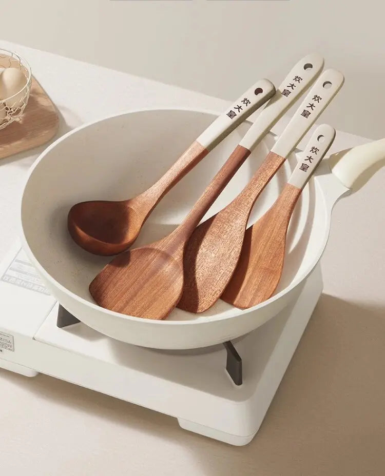 Cooker King Ebony Wood Cooking Utensils Heat Resistant