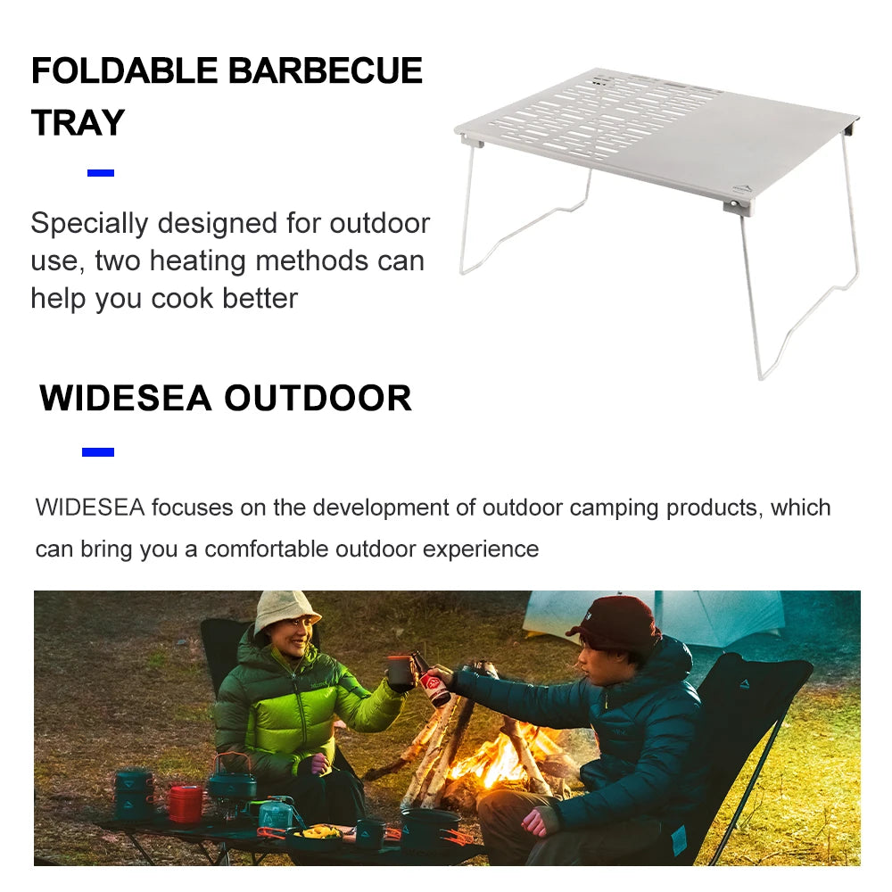 Widesea Titanium Charcoal Bbq Grill Net Folding Legs