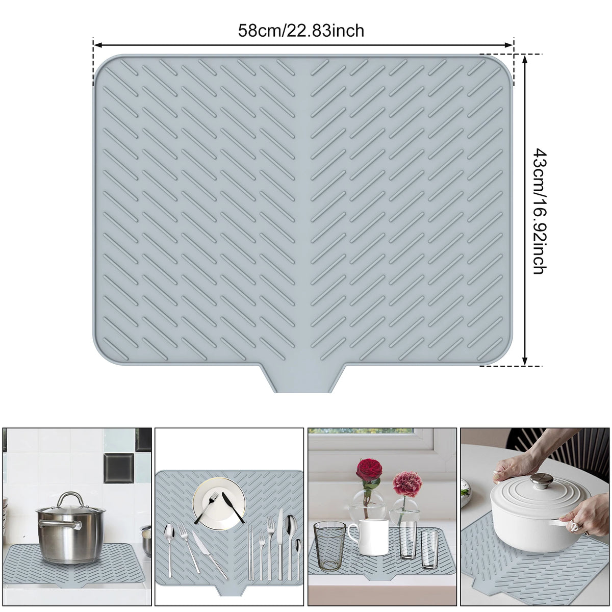 Dish Drying Mat Ultra Absorbent Silicone Drying Mats
