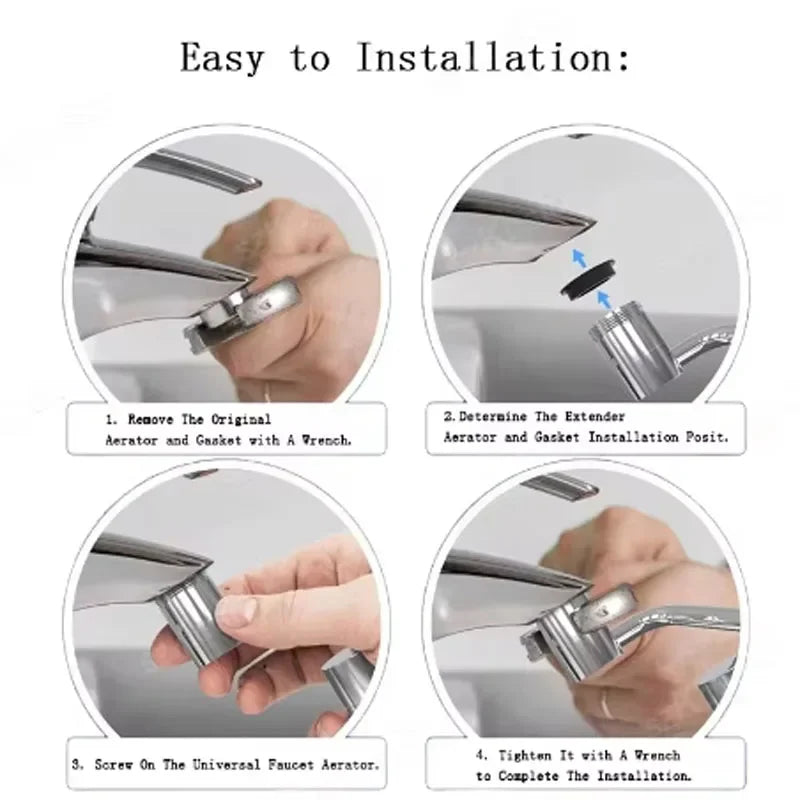 1080 Swivel Stainless Steel Faucet Extender Splashproof Dual