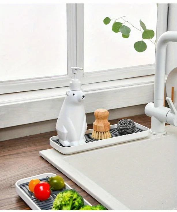 Sink Organizer Drain Tray Sponge Holder Cutlery Drainer
