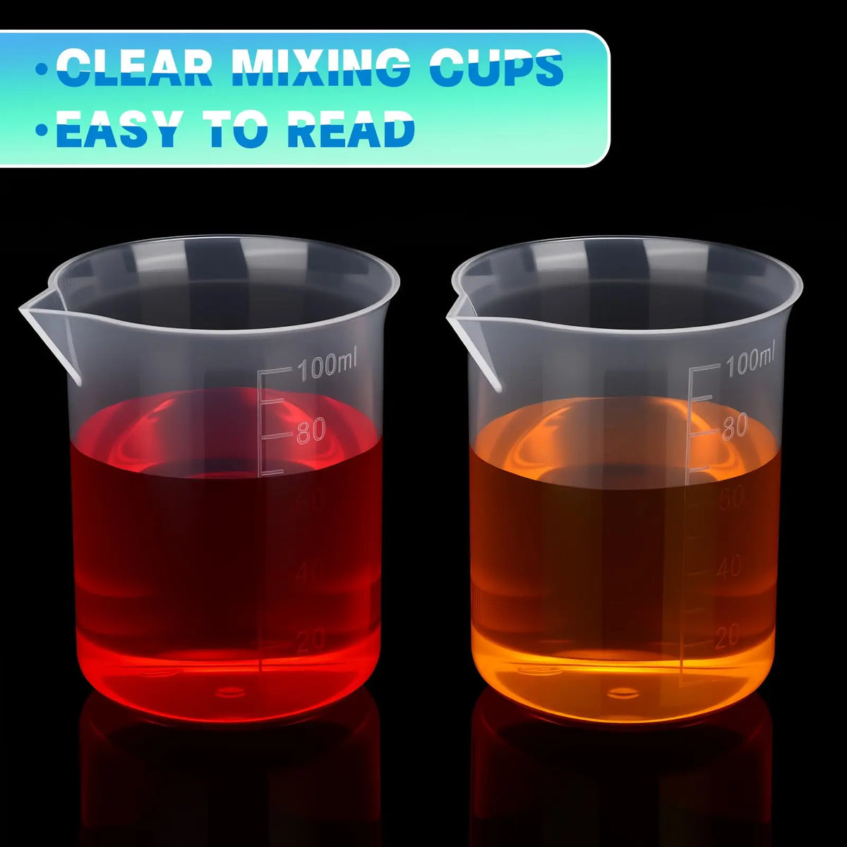 1-24pcs Plastic Mixing Cups 100ml Measuring Cups V-Shaped