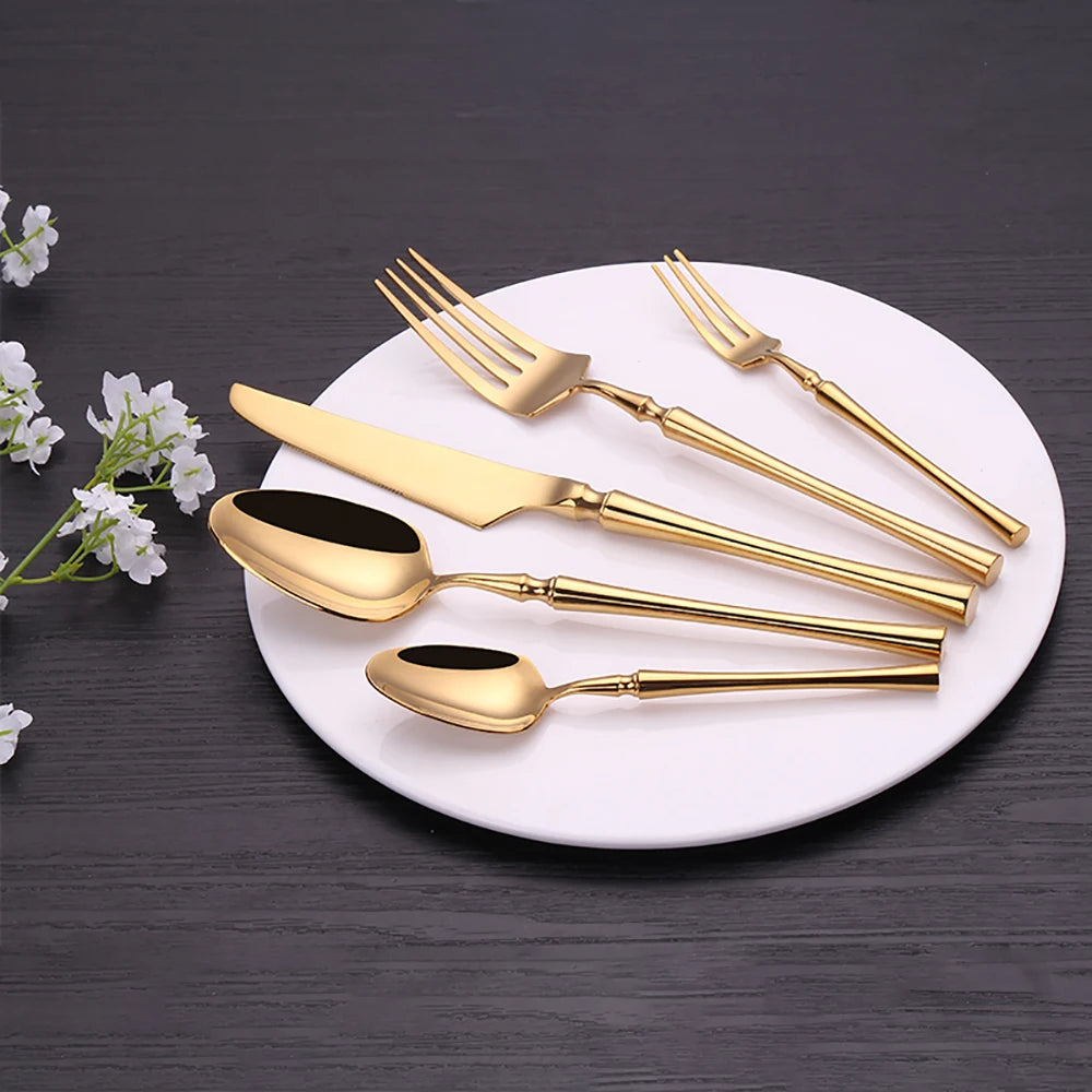 Pieces Knife Fork Spoon Gold Cutlery Complete Stainless