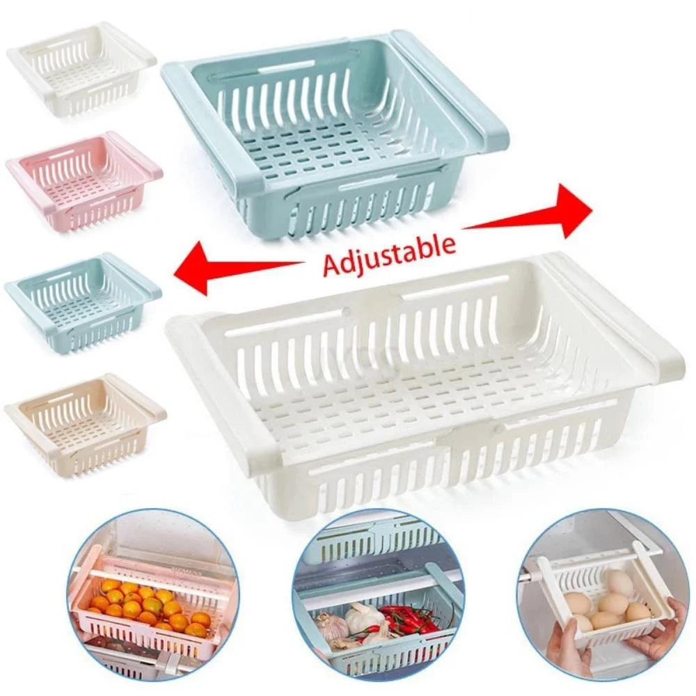 Refrigerator Drawer Organizer Pull Out Shelf Storage Organizer