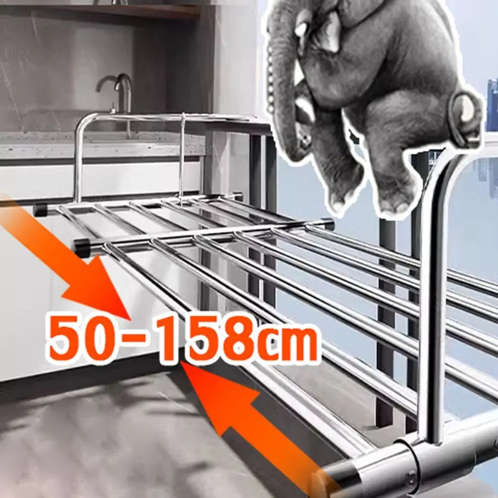 Scalable Clothes Drying Rack Stainless Steel Adjustable Balcony