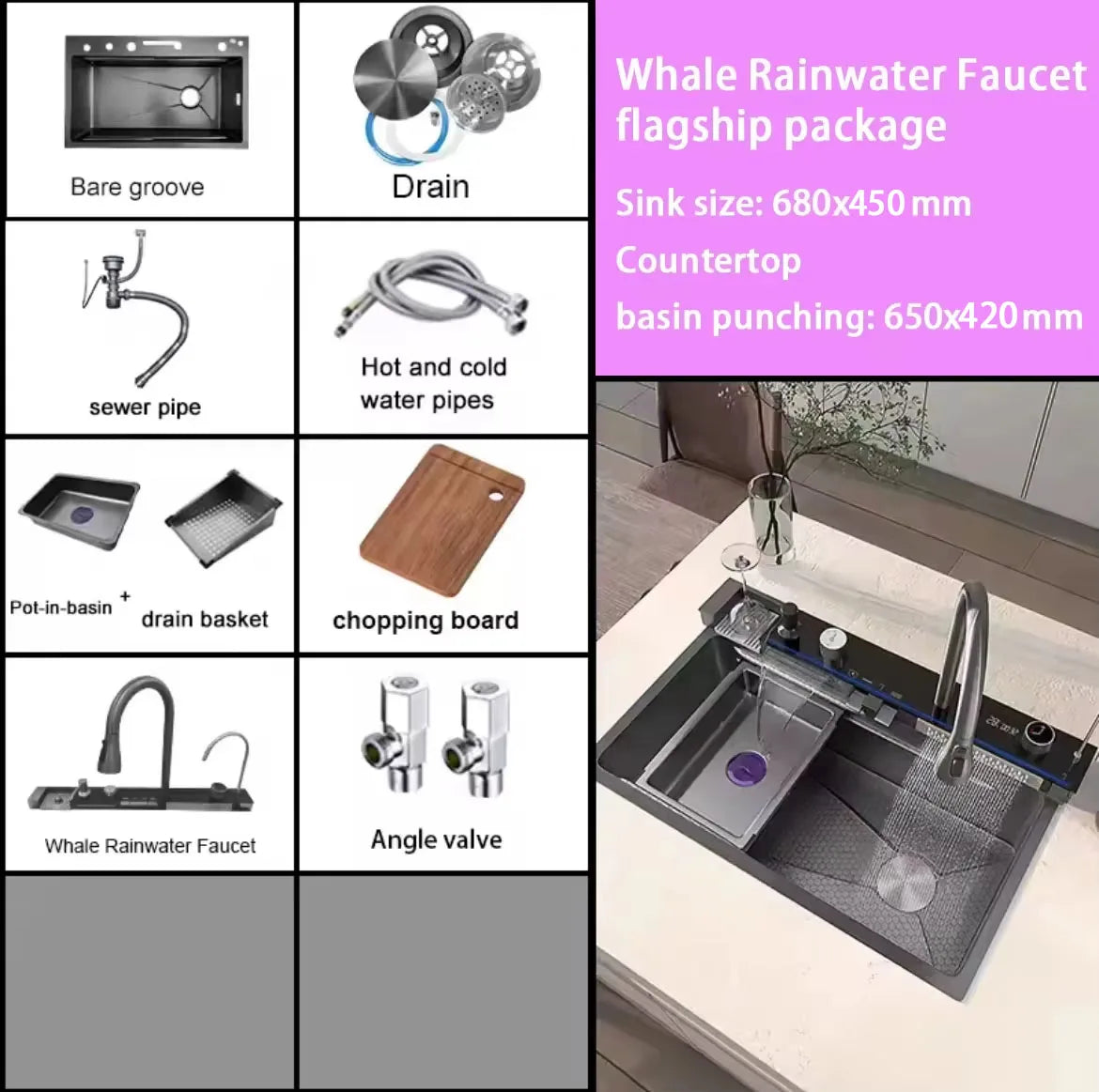 Integrated Waterfall Sink Honeycomb Technology Large Digitial