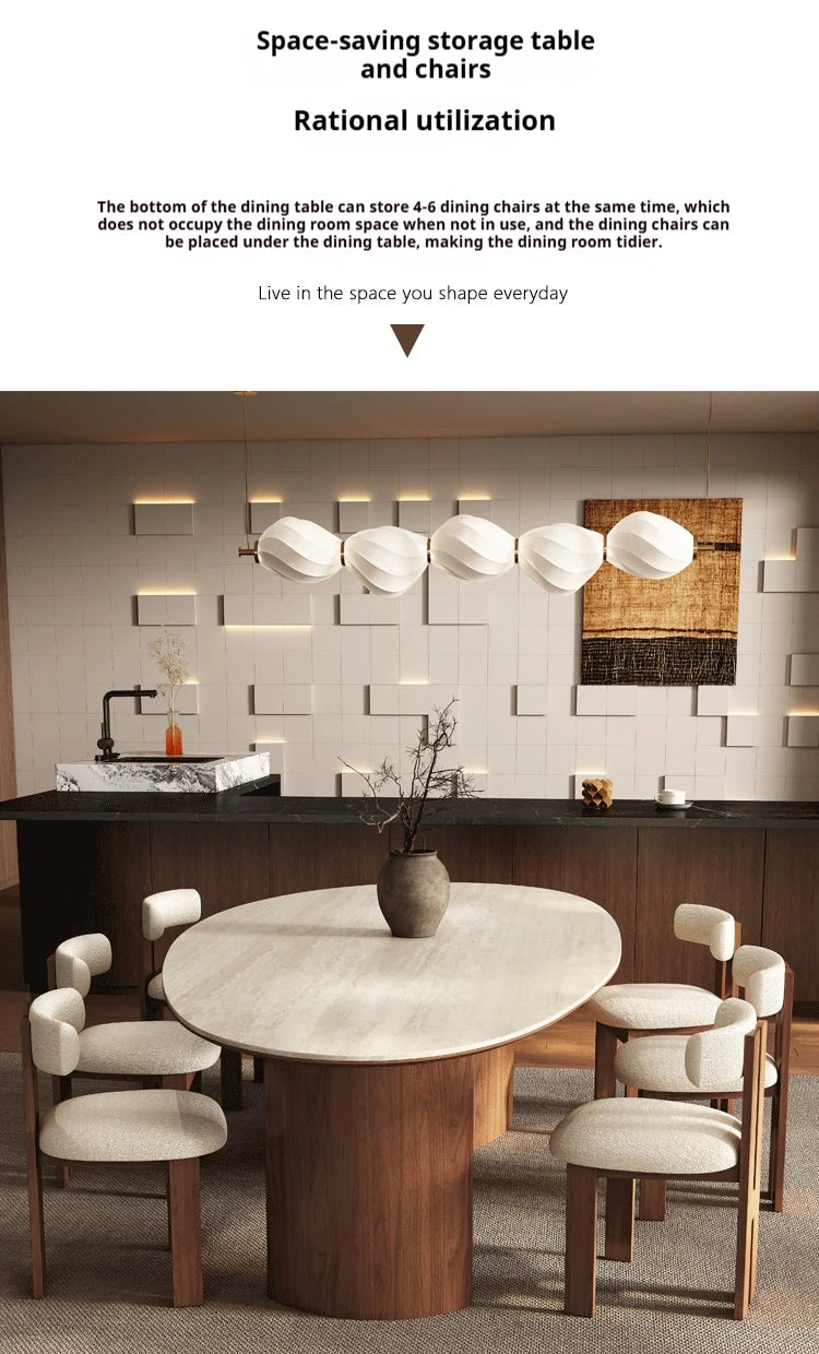 Any Size Custom Beige Travertine Teardrop Dining Table