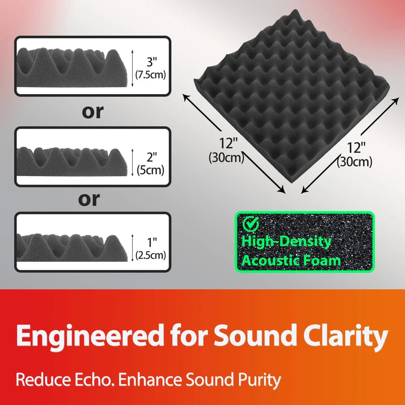 Touo Acoustic Foam 6/12/24/48pc Acoustic Sponge Sound Insulation