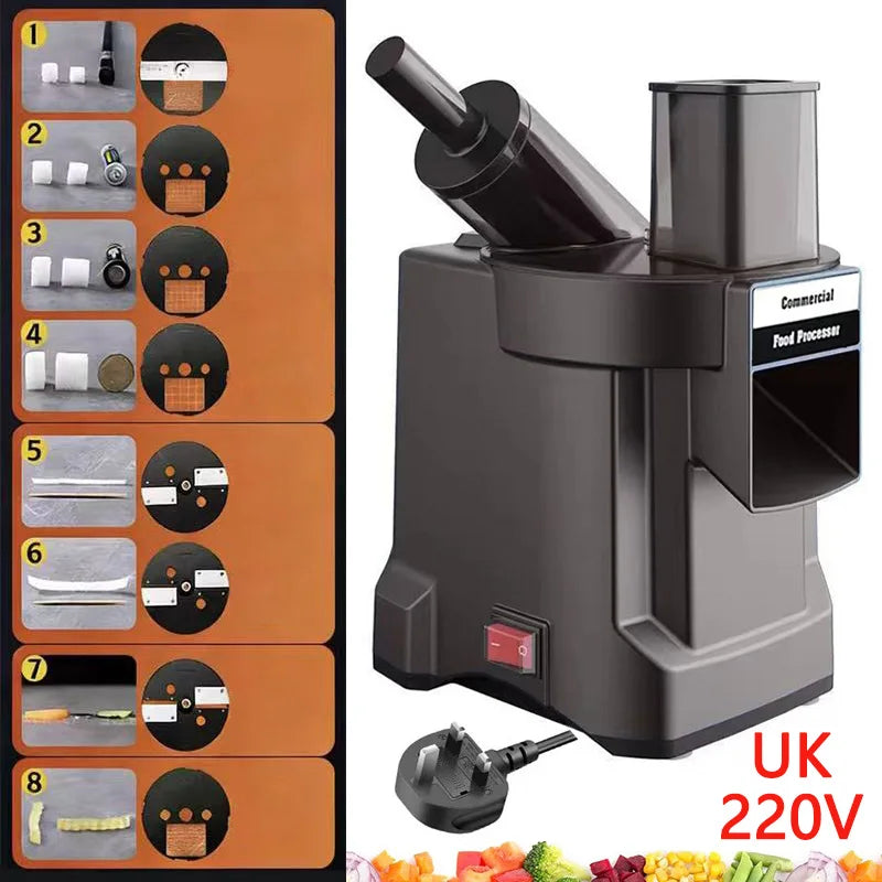 220v 3-In-1 Vegetable Cutter Dual Feeder Newly Upgraded