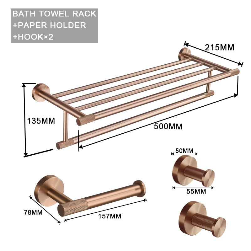 Brushed Rose Gold Stainless Steel Bathroom Hardware Towel