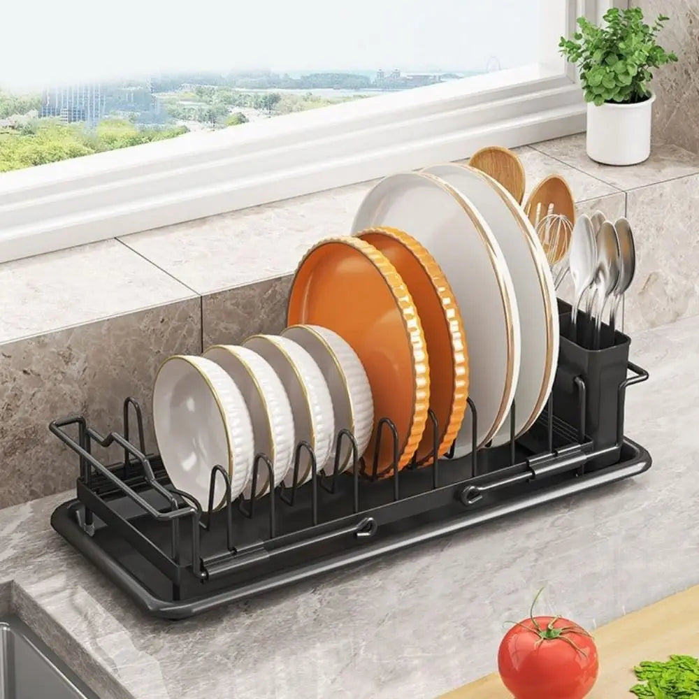 Non-Slip Expandable Dish Drying Rack Large Capacity Draining