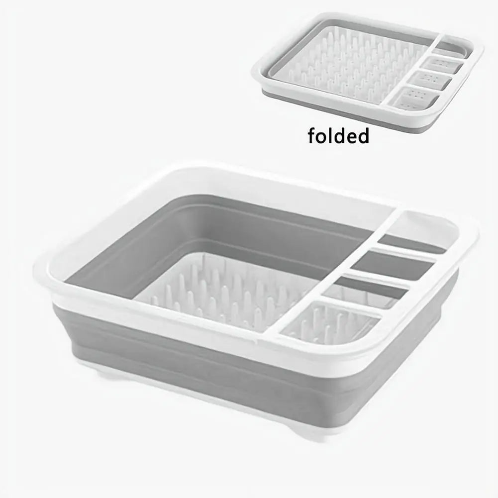Foldable Silicone Dish Rack Sink Countertop Drainer Basket