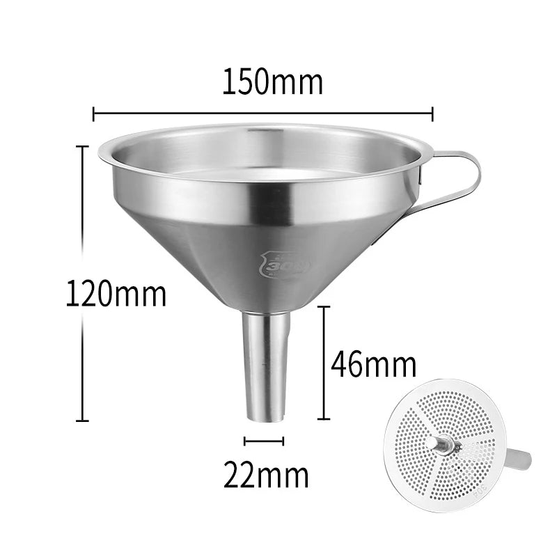 304 Stainless Steel Funnel Metal Wide Mouth Funnel