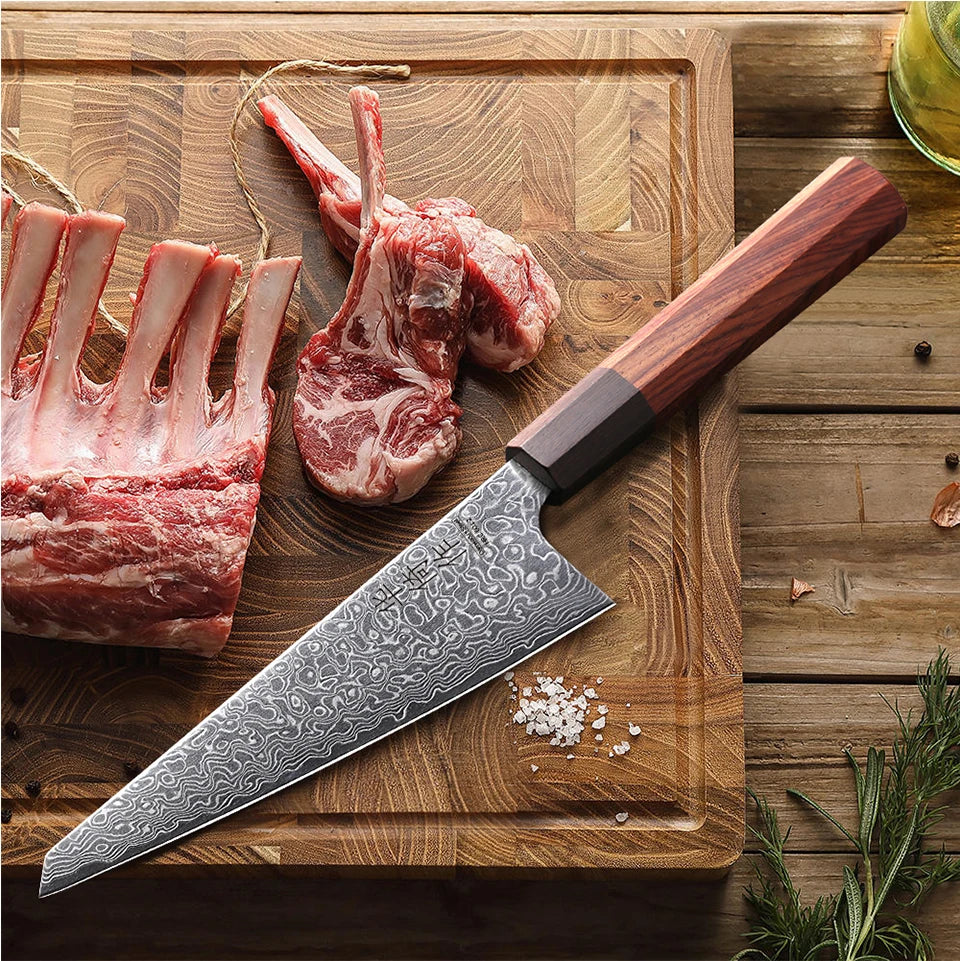 6-Inch Japanese Handmade Honesuki Chef Knife Damascus Steel