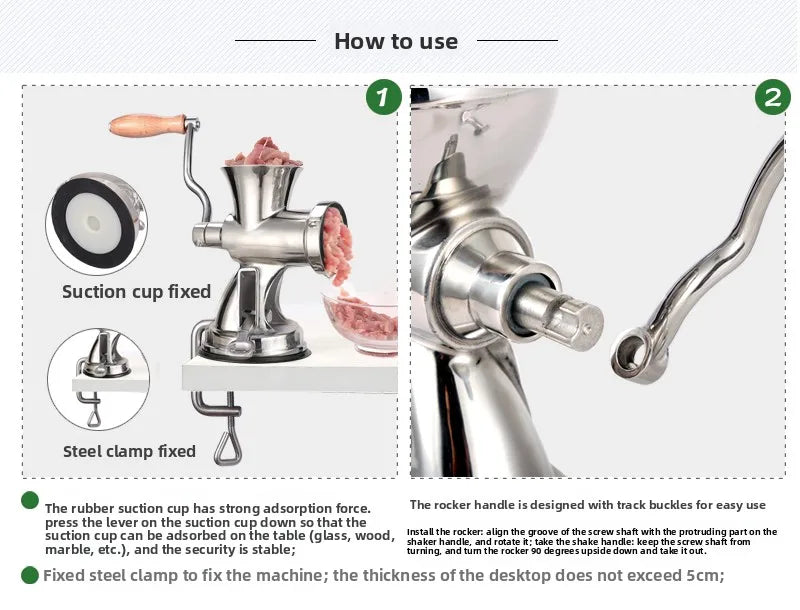 Meat Grinder Hand Crank Meat Mincer Stainless Steel