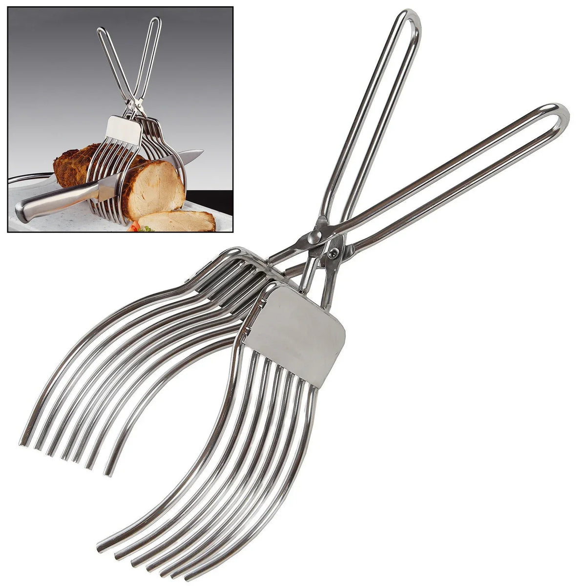 Stainless Steel Roast Beef Cutting Tongs Meat Bread