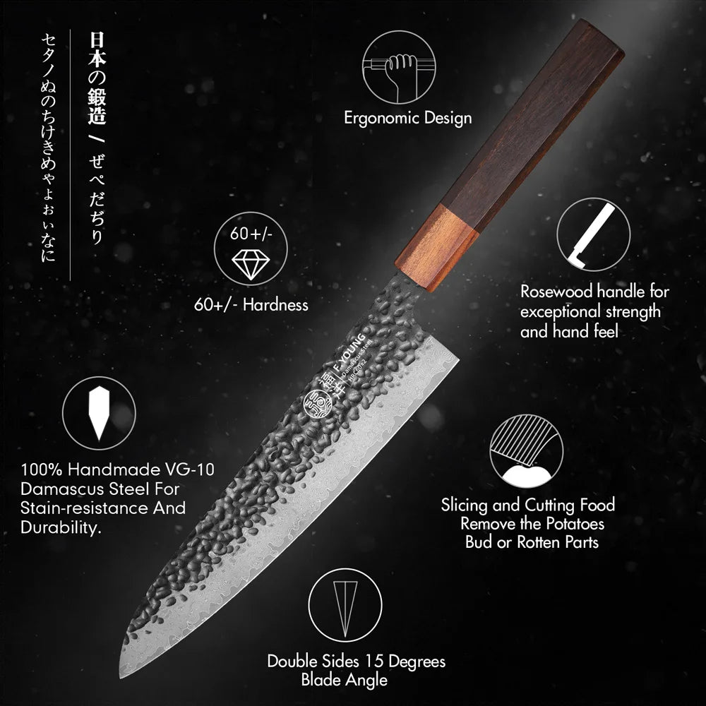 Young Japanese Handmade Chef Knife 67 Layer Damascus