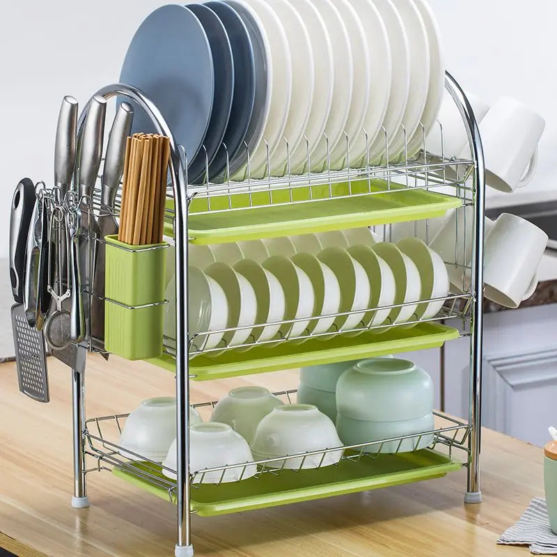 Dish Drying Rack Adjustable Stainless Steel Tier Plates