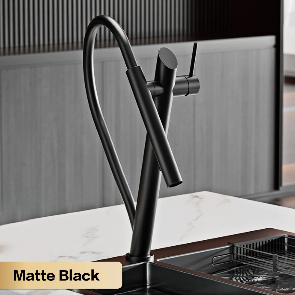 Aitana Luxury Brass Black Faucet Pull-Out Design Dual