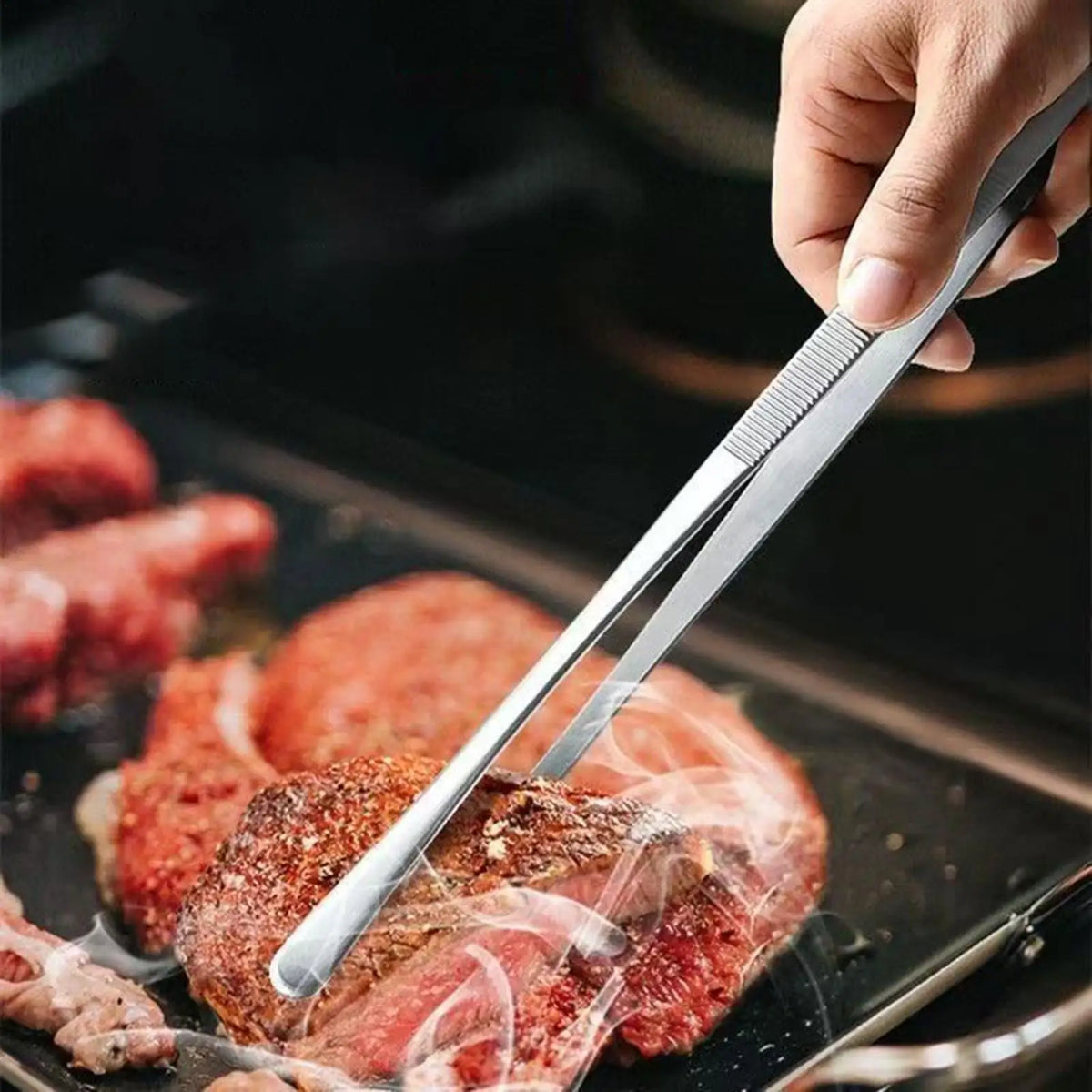 Long Cooking Tongs Stainless Steel Tongs Non-Slip Heat