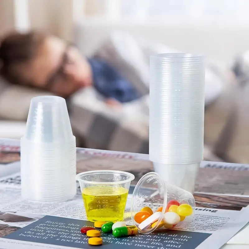 Oz Disposable Plastic Medicine Cups Clear Graduated Measuring