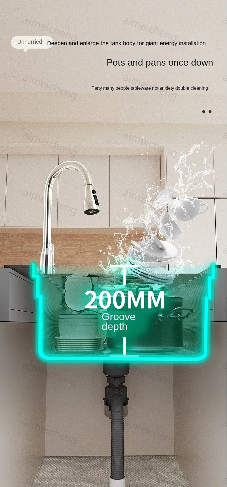 304 Stainless Steel Sink Silver Large Slot Wash
