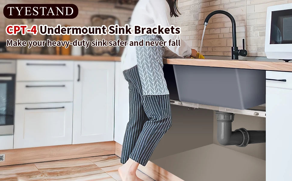2pcs Undermount Sink Supports Brackets Adjustable Stainless Steel