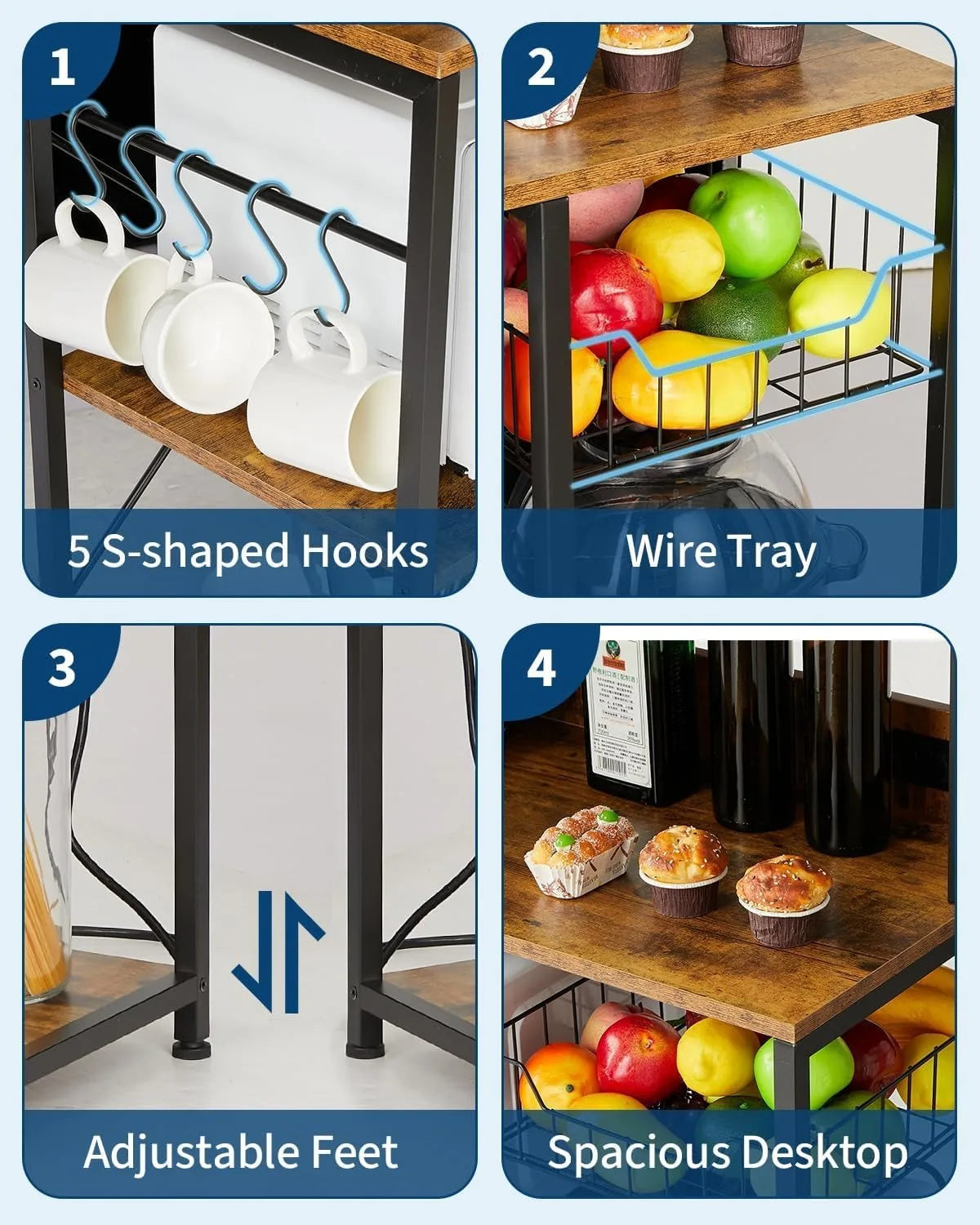 35 Inch Baker Rack Power Outlet Tier Microwave