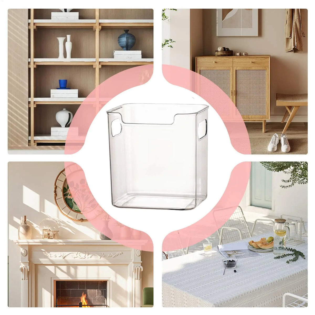 Refrigerator Bins Handles Clear Door Containers Organizer Pantry