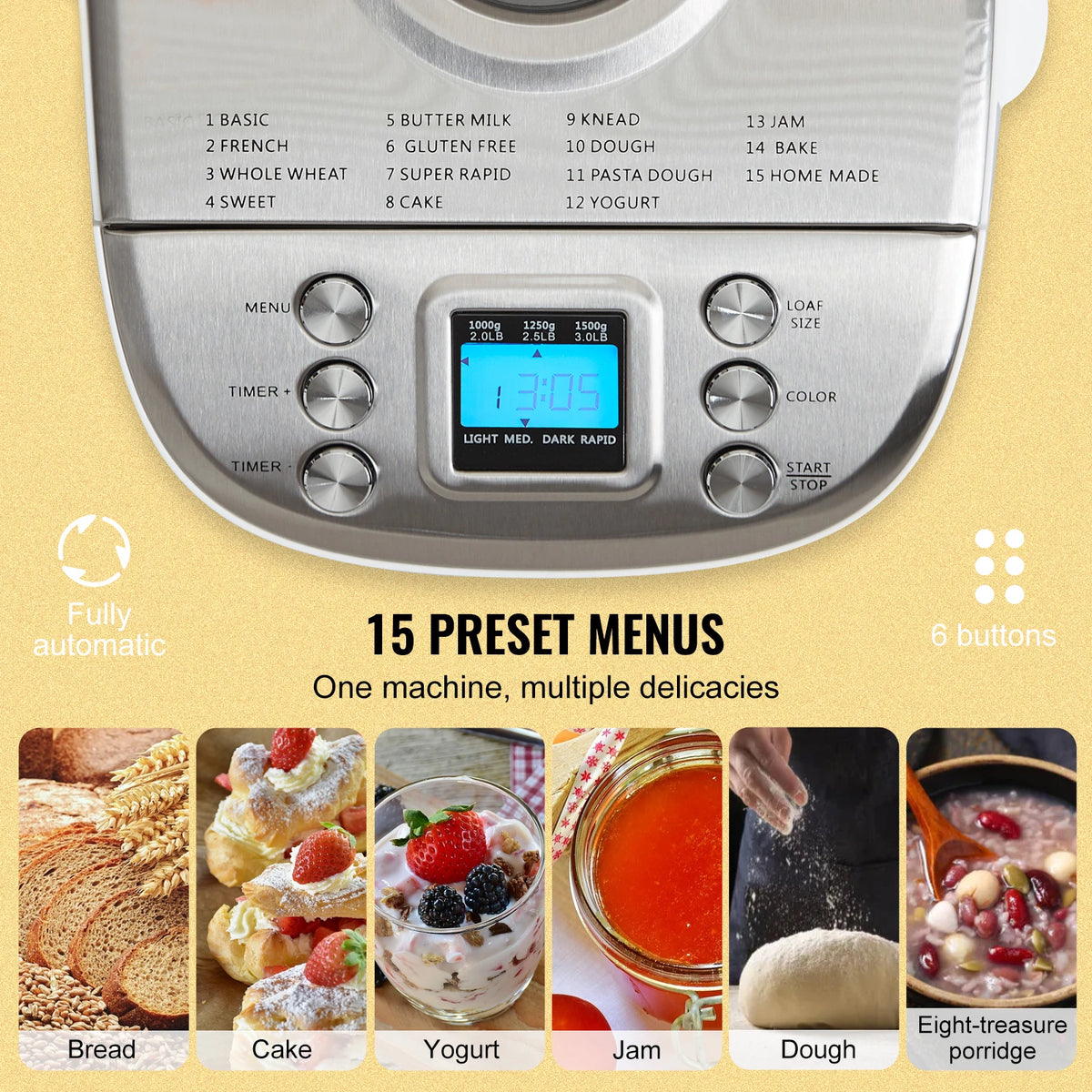 Succebuy Lb Bread Maker 15-In-1 Dough Machine Nonstick