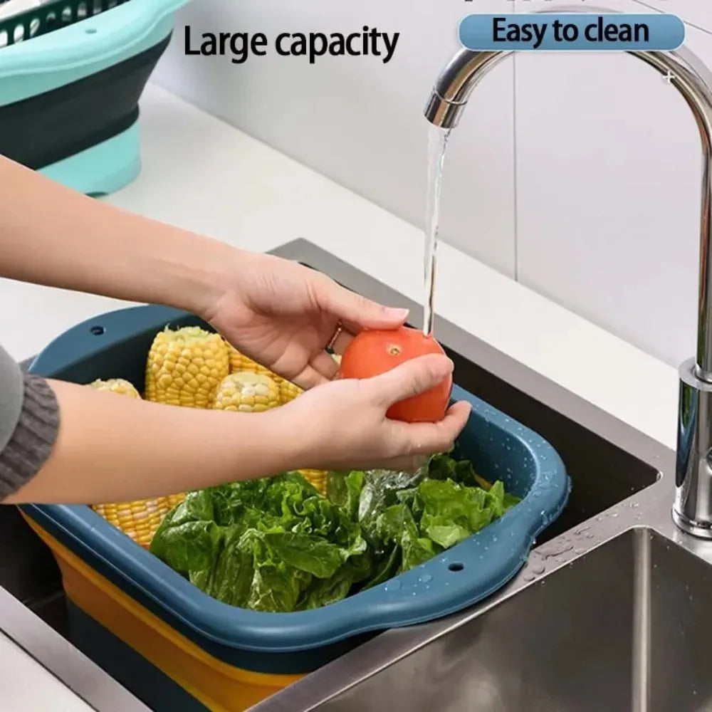 Foldable Dish Basin Vegetable Washing Basket Outdoor Sink