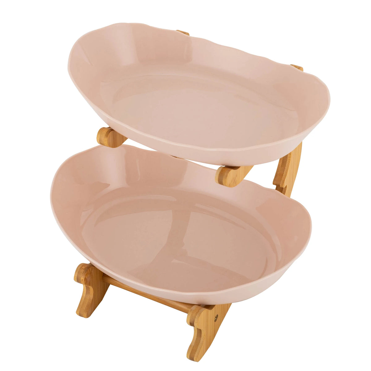 2-Tier Fruit Bowl Bamboo Fruit Basket Stand Food-Grade