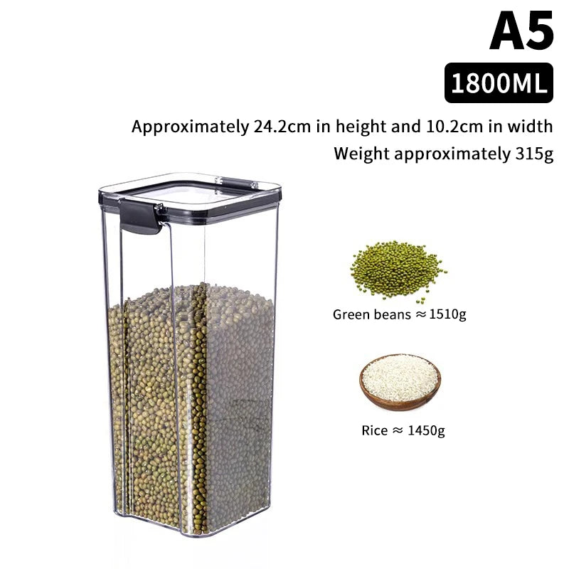 Airtight Sealed Plastic Food Storage Box Transparent Cereal