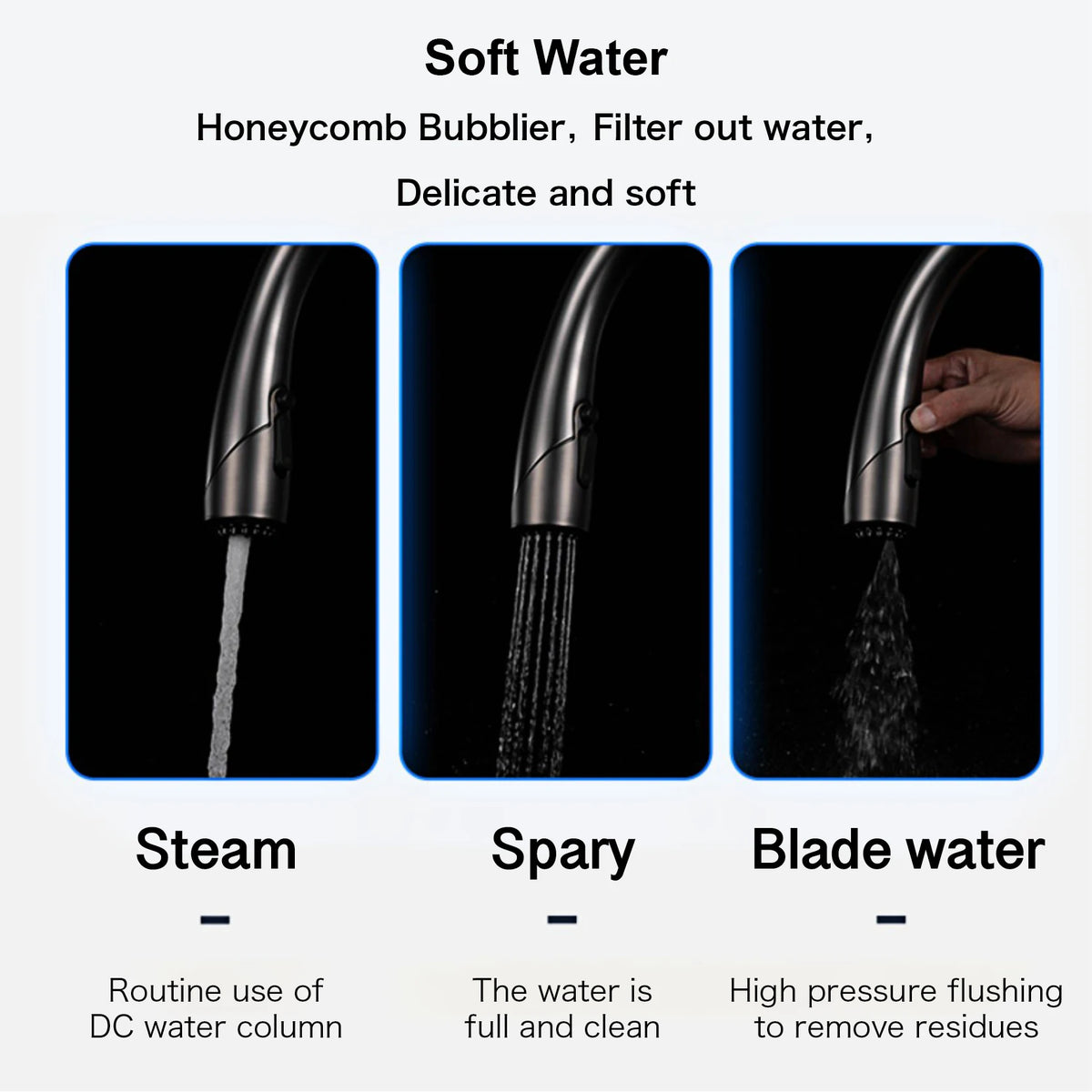 High End Touch Black Faucet Brass Pull Out