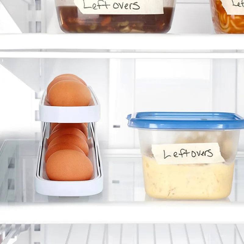 Automatic Rolling Egg Holder Rack Fridge Storage Box
