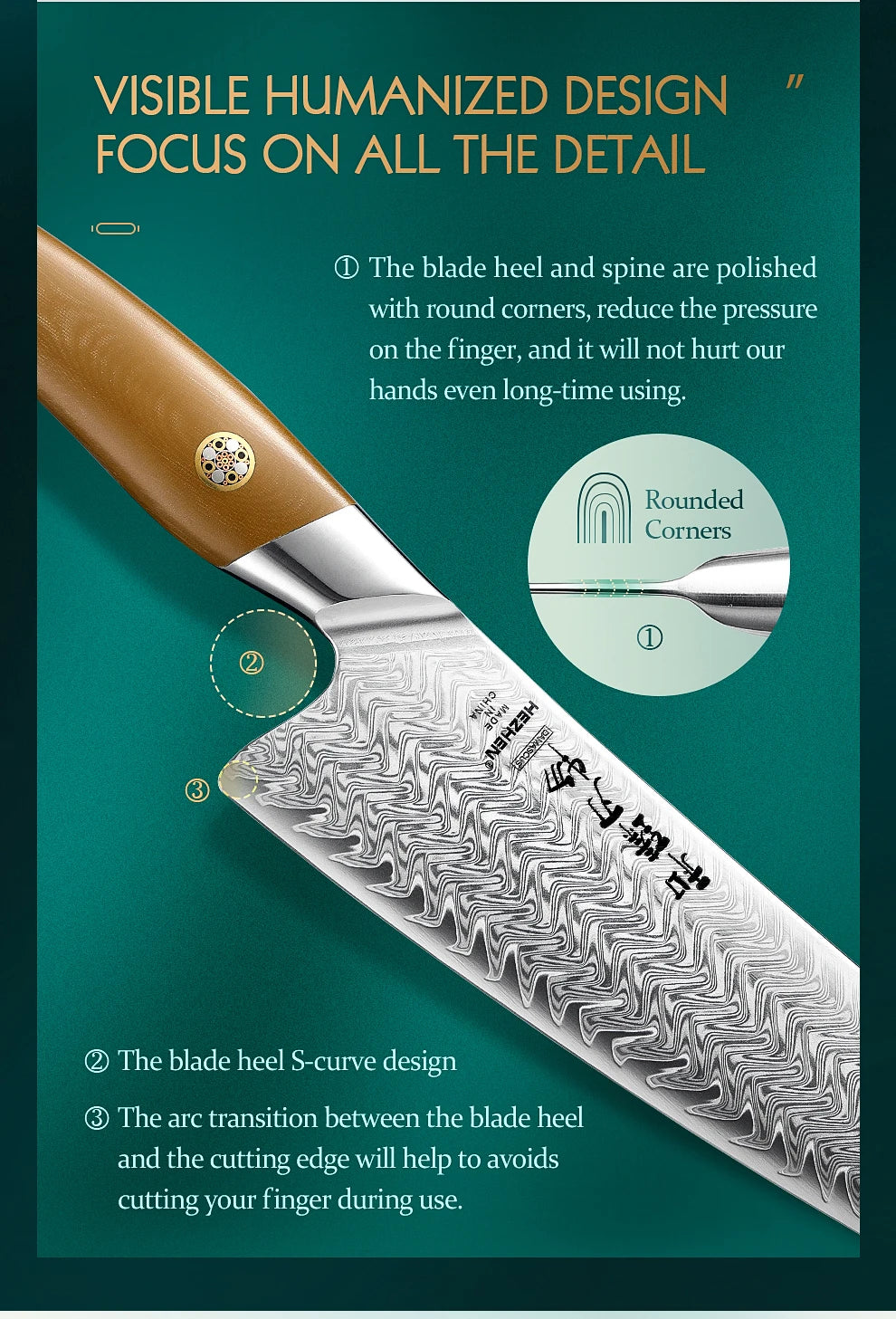 Hezhen Inch Chef Knife 67 Layers Damascus Steel