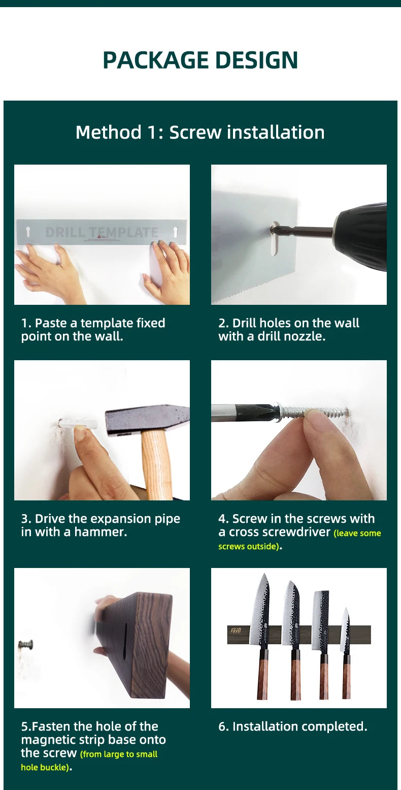 Powerful Wooden Strip Magnetic Knife Holder Wall Mount