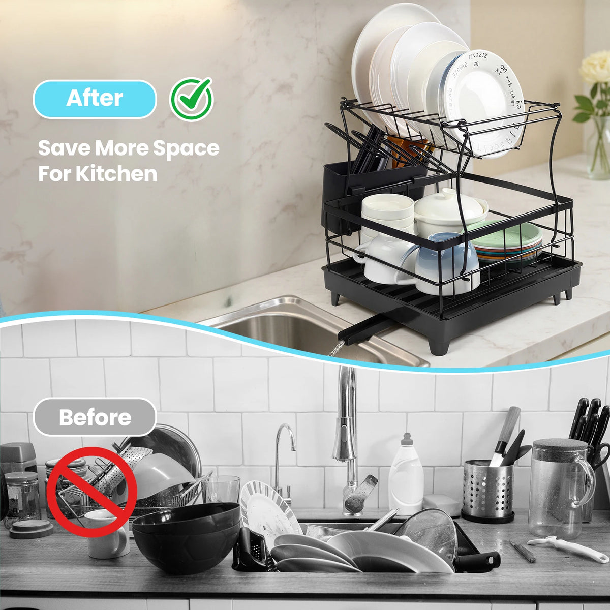 Tier Dish Drainer Rack - Dish Rack Utensil