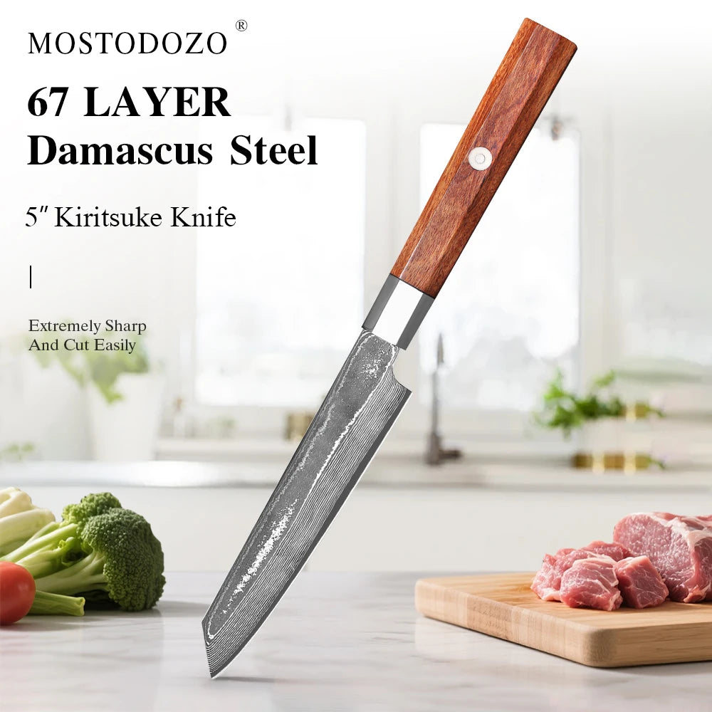 Mostodozo Japanese Kiritsuke Chef Knife 67-Layer Damascus Steel