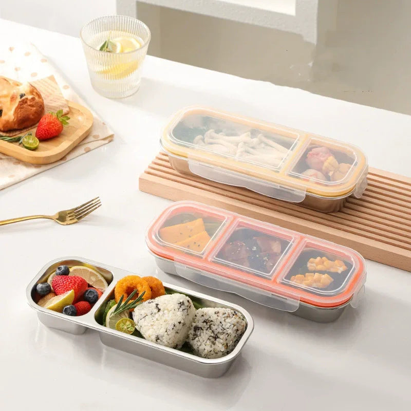 304 Stainless Steel Bento Box Lid Compartments Divides