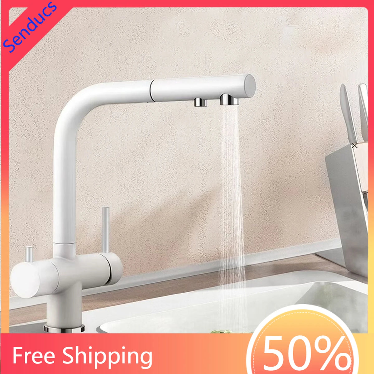 Copper Alloy Way Pull Out Filter Faucet Chrome