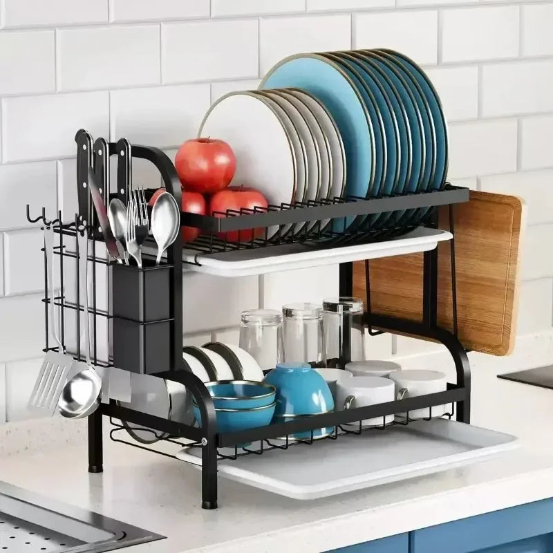 Tier Stainless Steel Dish Drainer Rustproof Compact Organizer