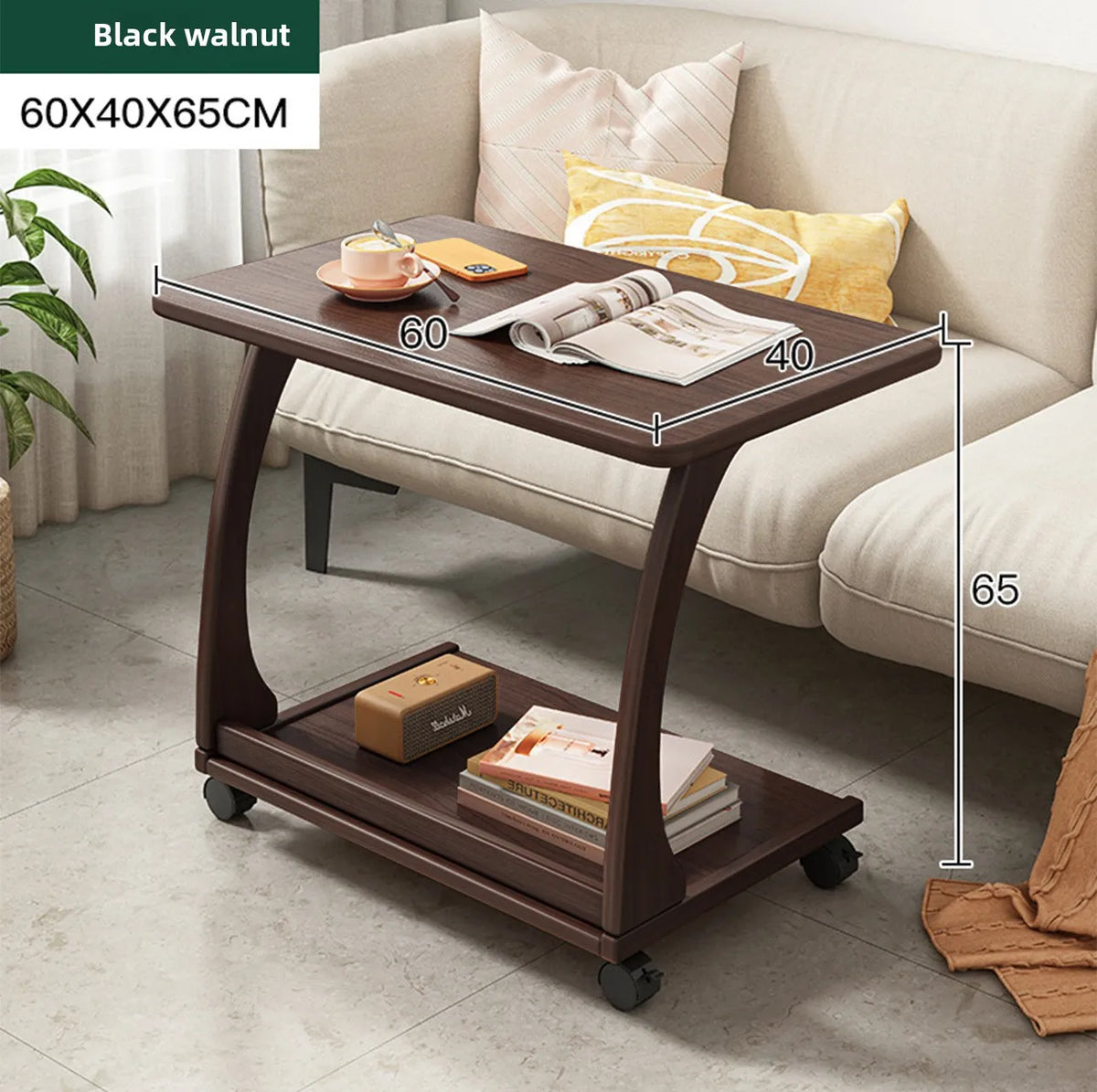 Mobile Solid Wood Coffee Table Living Room Storage