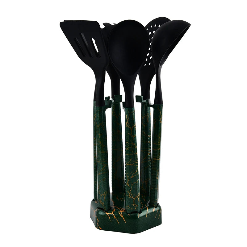 7pcs Silicone Cooking Utensils Non-Stick Cookware Black Cuisine
