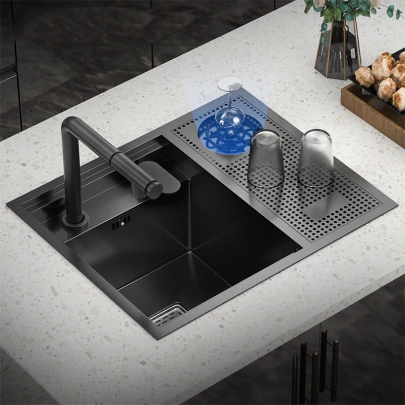 Nano Hidden Bar Sink Black Folding Faucet Cup