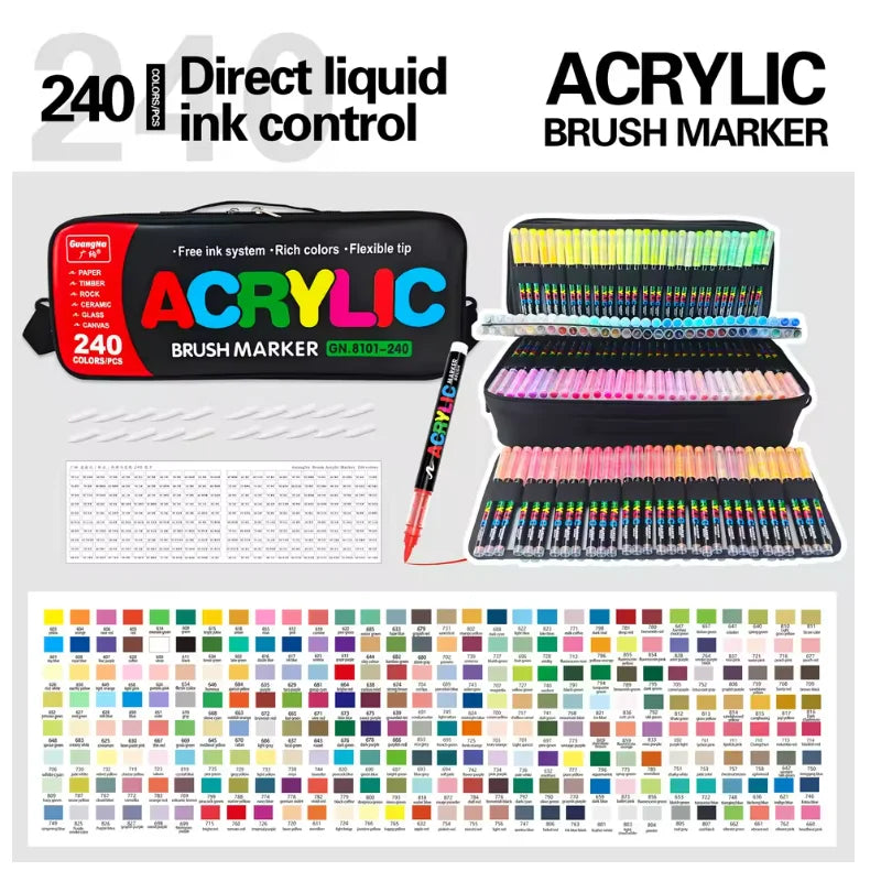 Gn 366 Colors Acrylic Paint Pens Markers Brush